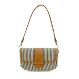 Pinstripe Carman Canvas Baguette Convertible Crossbody