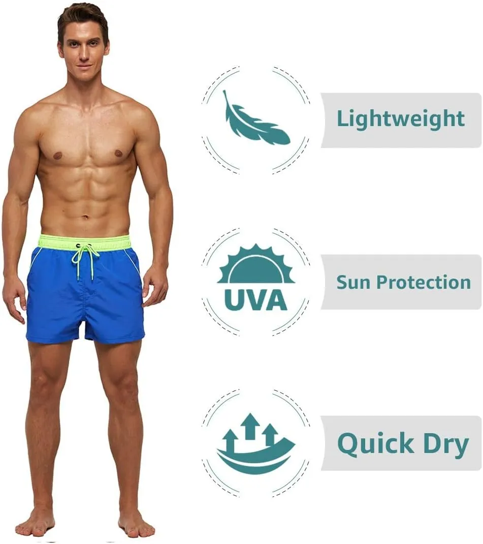 Pioneer Camp Men's Swim Trunks with Back Zipper Pockets and Mesh Lining Quick Dry Athletic Swimwear Shorts Bathing Suit