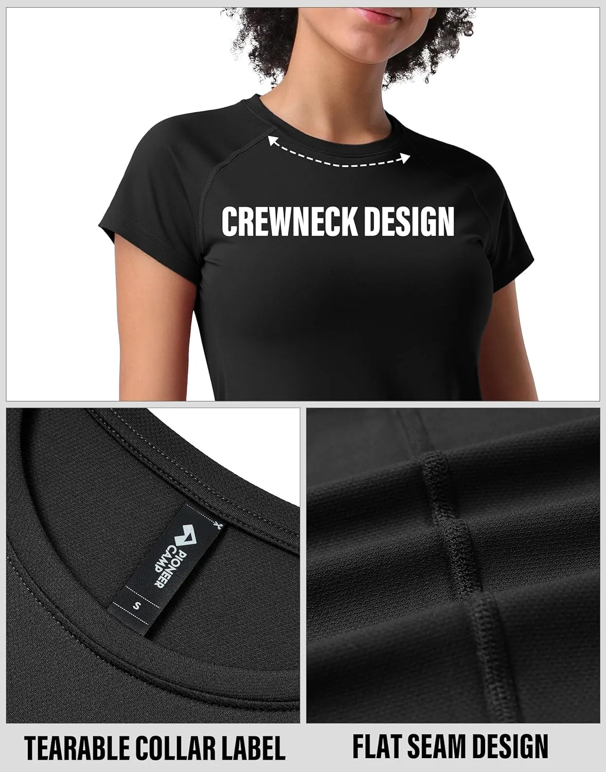 Pioneer Camp Women's Moisture Wicking T-Shirt Short Sleeve Quick Dry Shirts Gym Workout Athletic Running Tops Crew Neck Tees