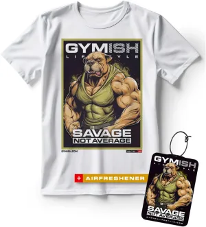 Pitbull Savage Not Average Workout Gym Shirt for Men with Air Freshener Gift Set