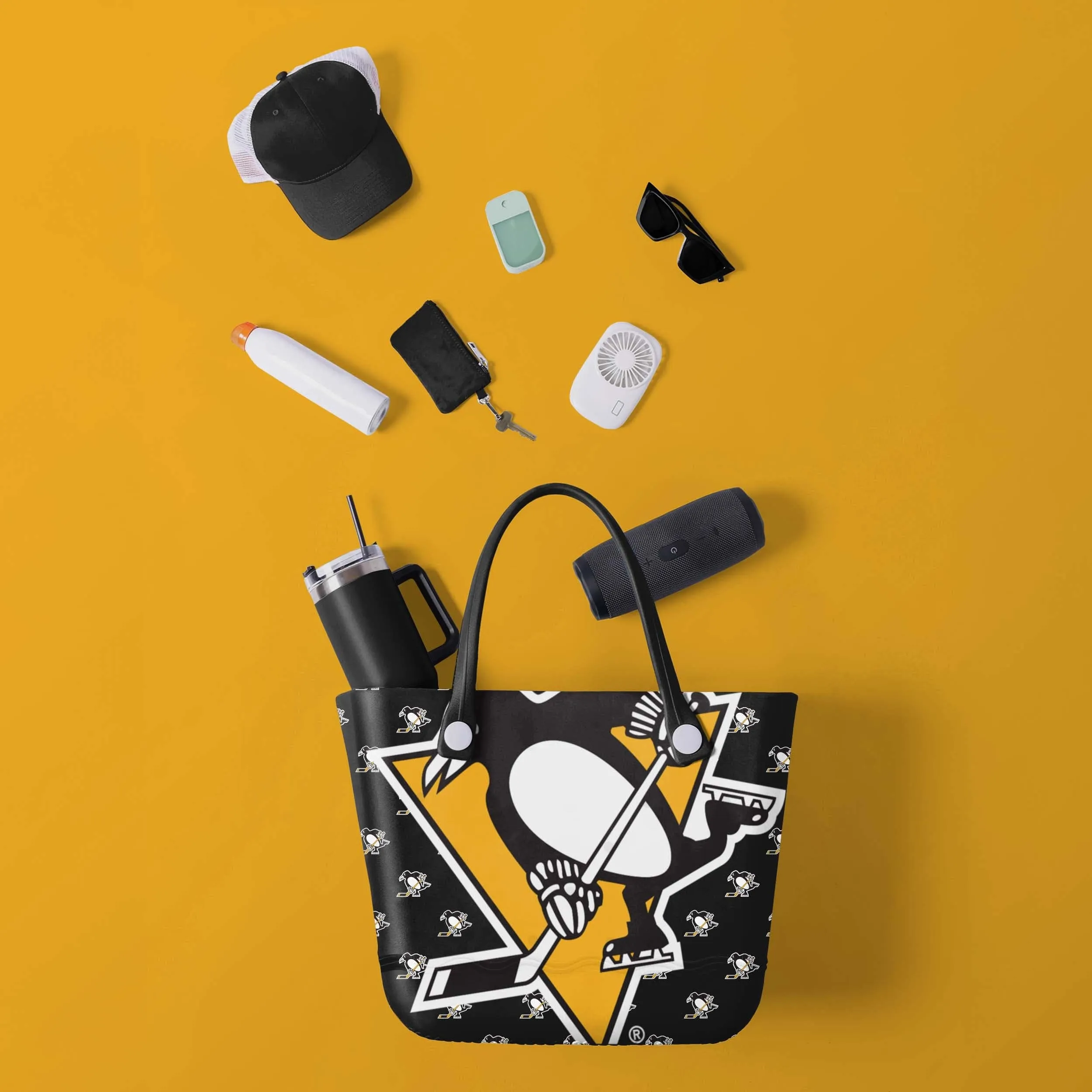Pittsburgh Penguins Big Logo Mini Print Tailgate Tote Bag