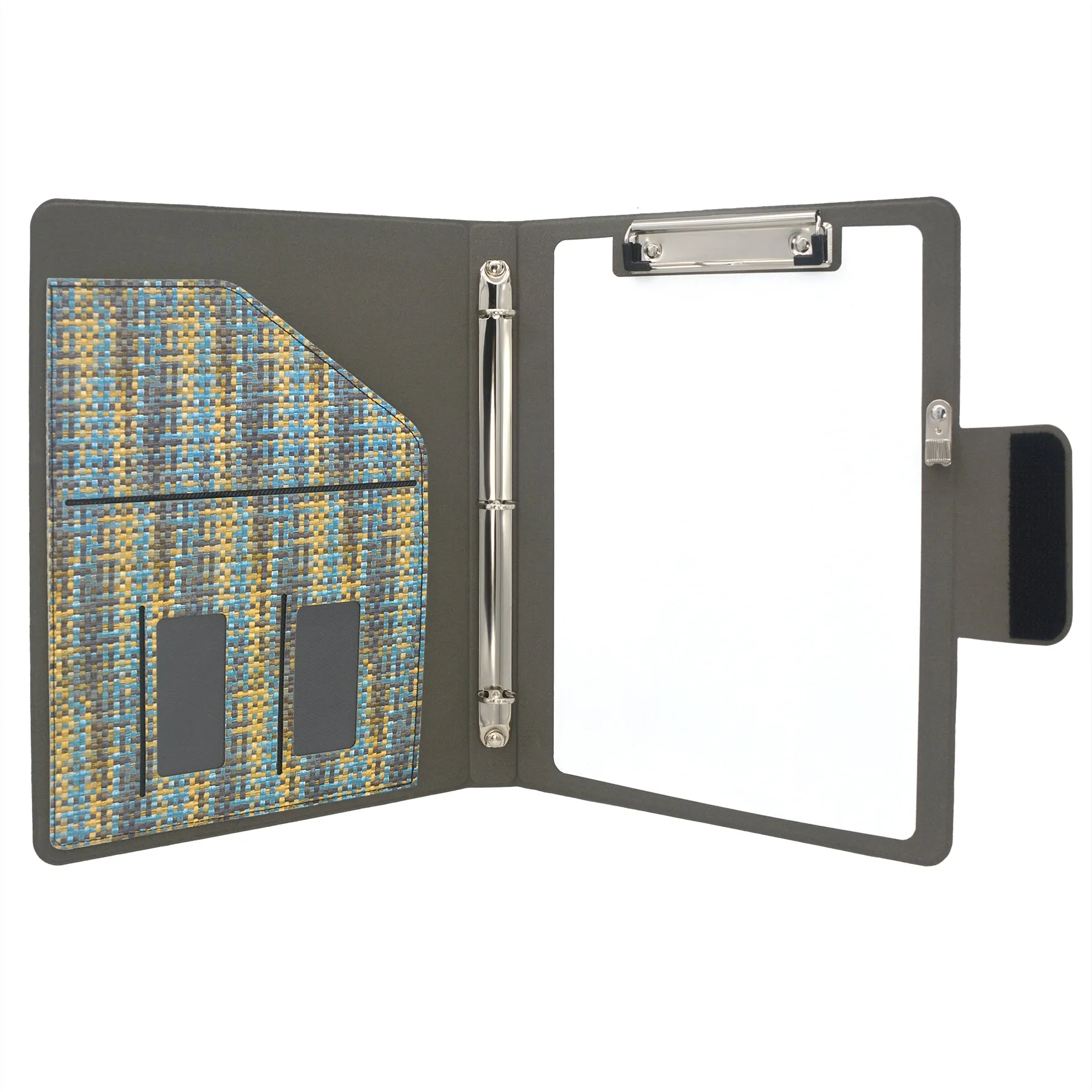 Pixel Style Portfolio Whiteboard Padfolio with Expanded Document Bag, 3-Ring Binder Business Organizer Portfolio Case