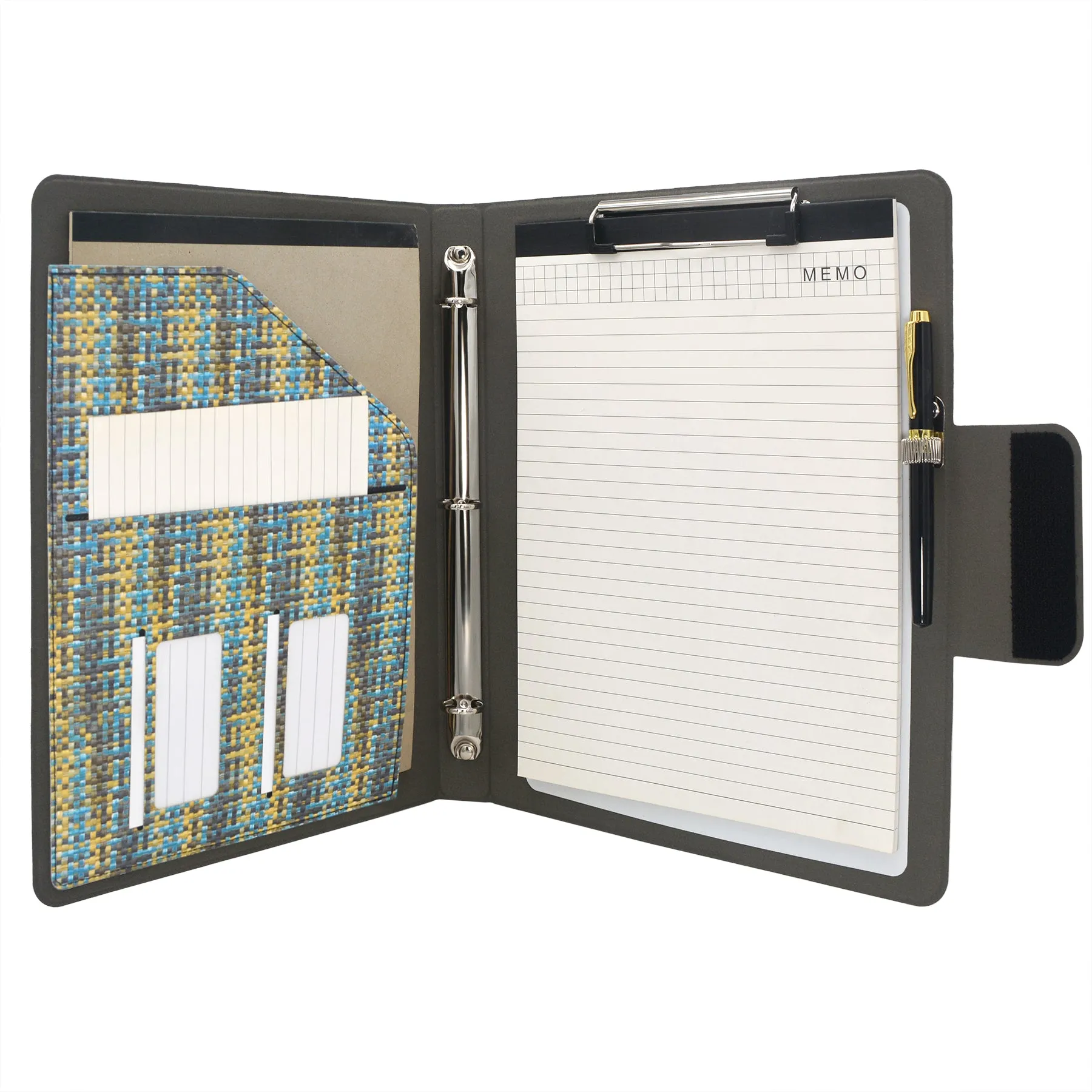Pixel Style Portfolio Whiteboard Padfolio with Expanded Document Bag, 3-Ring Binder Business Organizer Portfolio Case