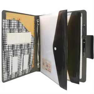Pixel Style Portfolio Whiteboard Padfolio with Expanded Document Bag, 3-Ring Binder Business Organizer Portfolio Case