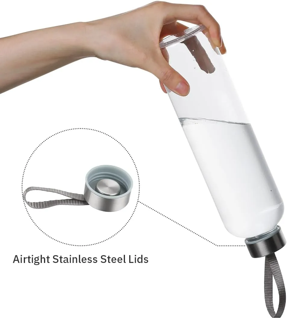 Plastic 27 Oz Water Bottle Clear Bottles Reusable Leak-Proof Seal Bottle with Stainless Steel Lids and Cleaning Brush for Fitness,Sports,Travel (4)