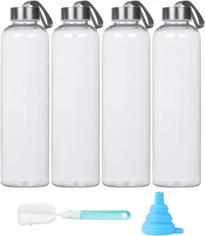 Plastic 27 Oz Water Bottle Clear Bottles Reusable Leak-Proof Seal Bottle with Stainless Steel Lids and Cleaning Brush for Fitness,Sports,Travel (4)