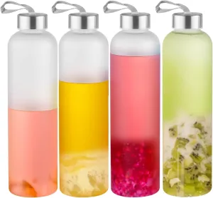 Plastic Frosted Water Bottle 27 Oz Reusable Bottles with Silver Stainless Steel Lids, Leak-Proof Clear Bottle with Cleaning Brush and Funnel for Sports and Travel (8)