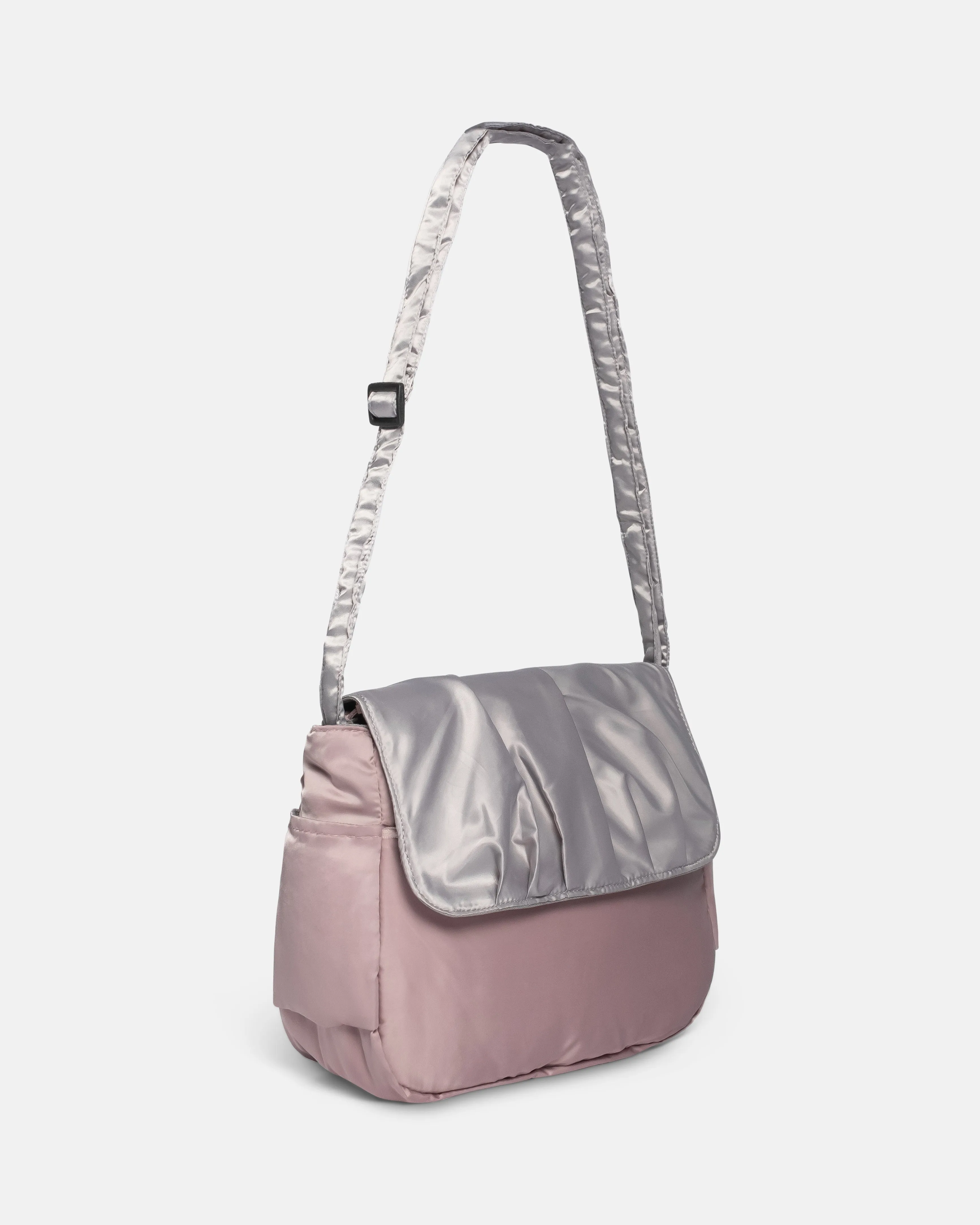 Pleats Pink Grey Multi-Carry Crossbody Bag