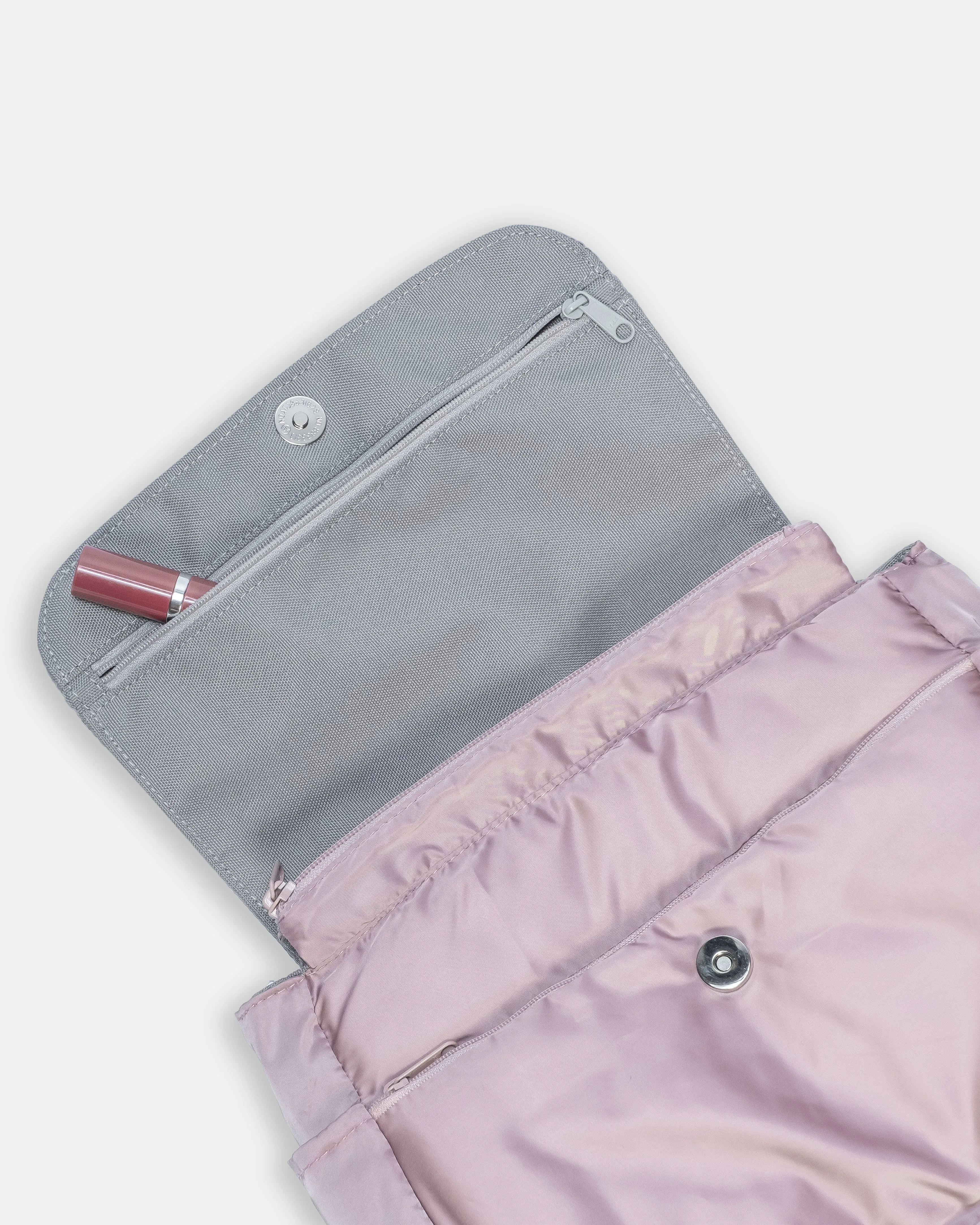 Pleats Pink Grey Multi-Carry Crossbody Bag