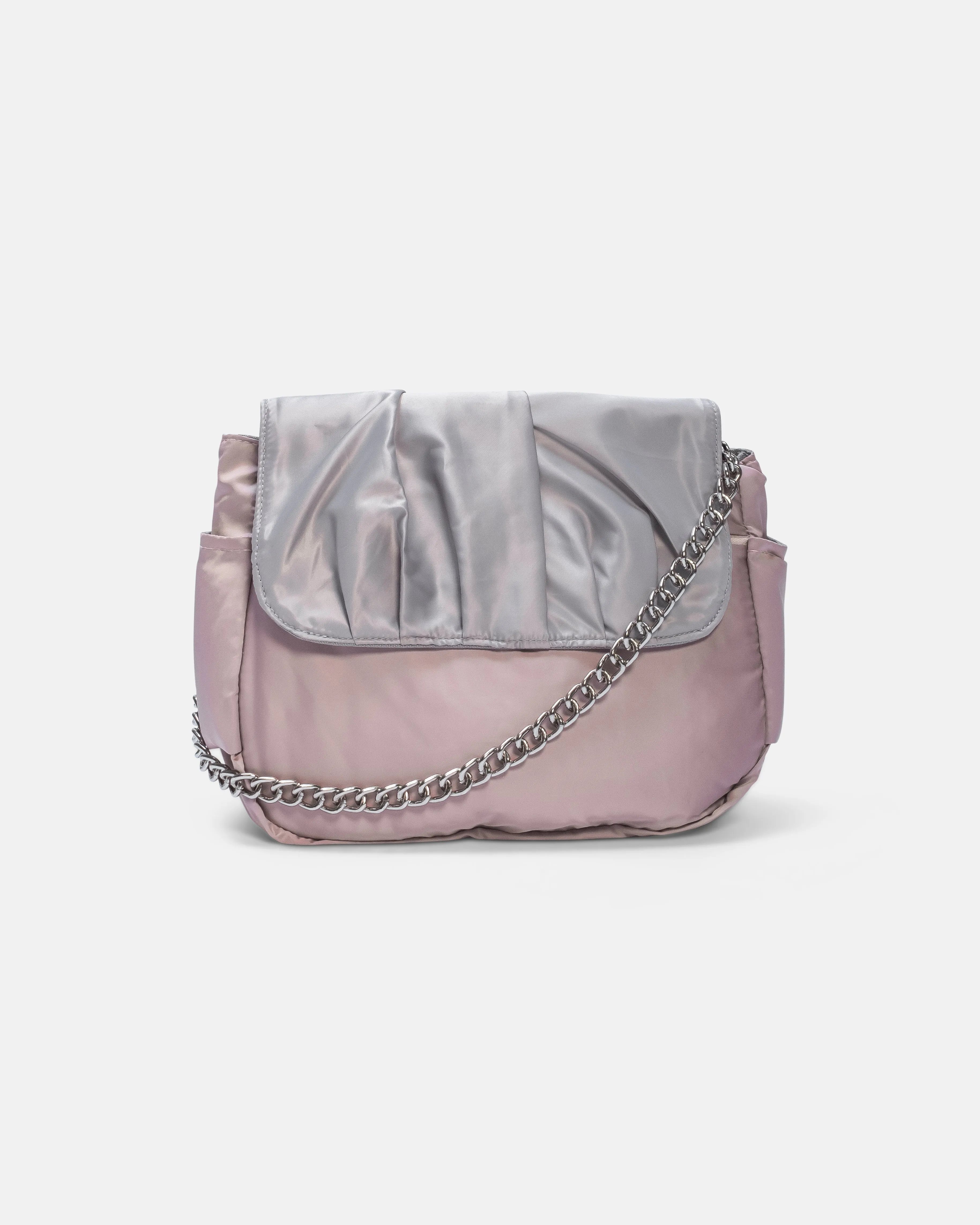 Pleats Pink Grey Multi-Carry Crossbody Bag