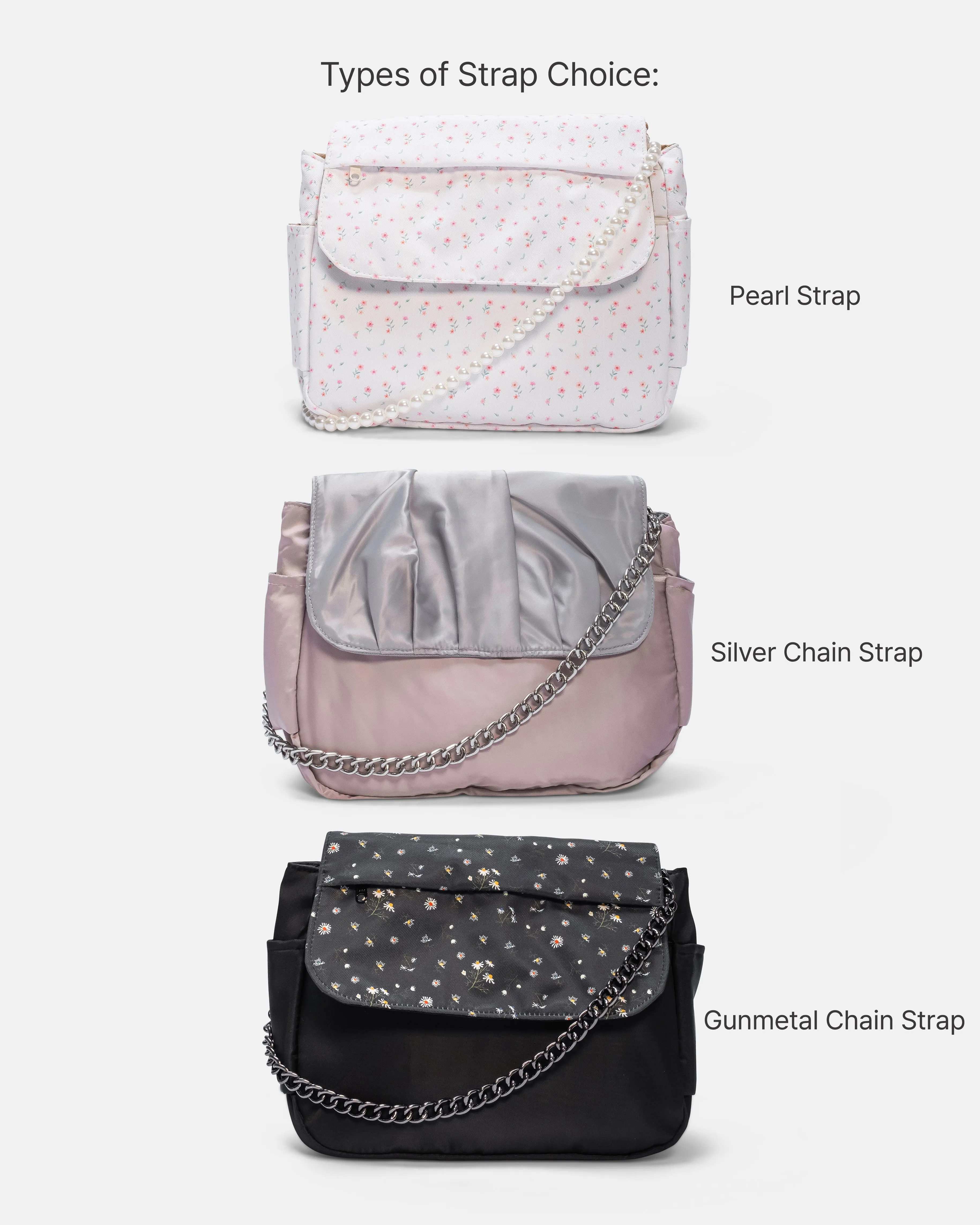 Pleats Pink Grey Multi-Carry Crossbody Bag