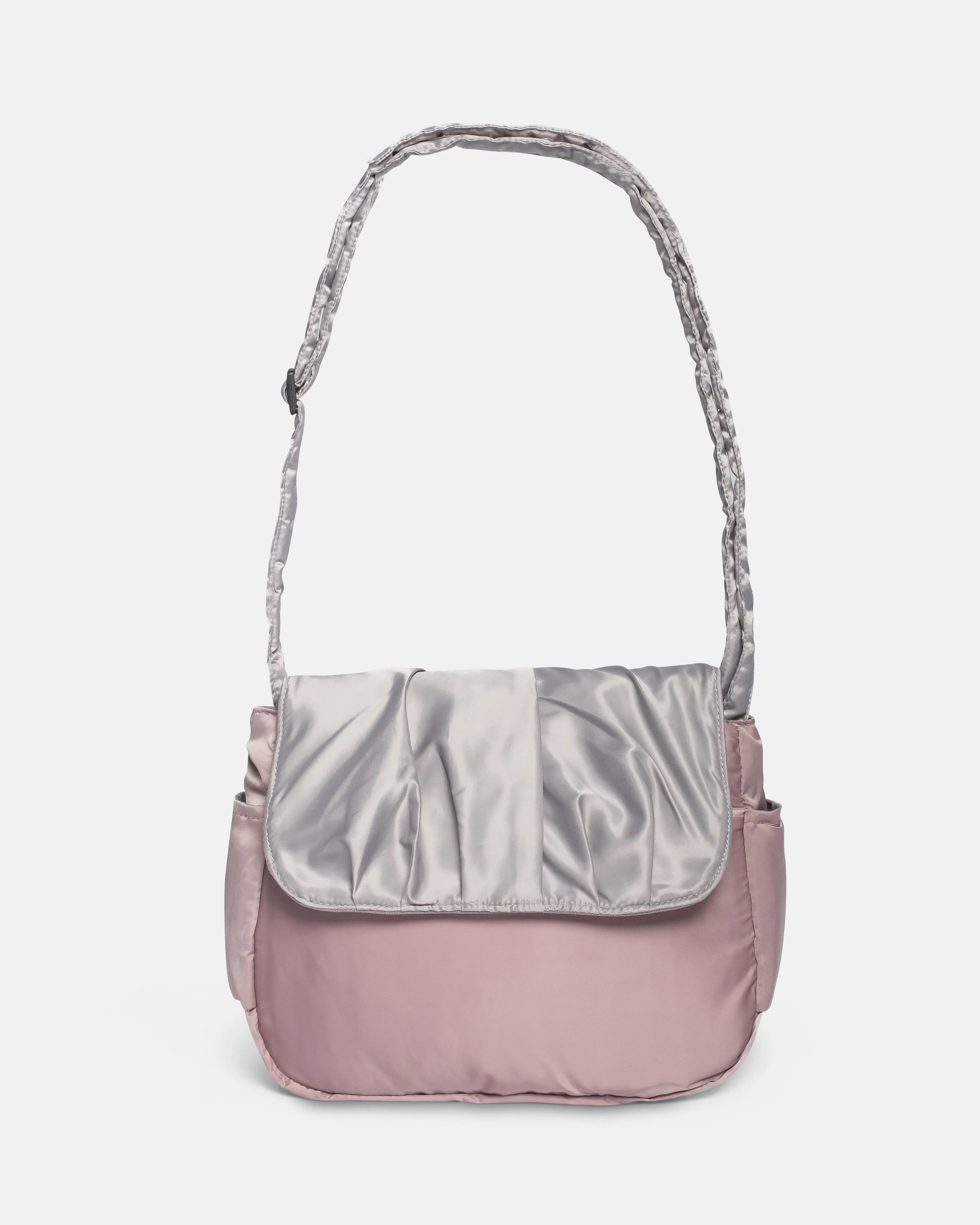 Pleats Pink Grey Multi-Carry Crossbody Bag