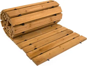 Plow & Hearth Outdoor Wooden Pathway, Natural Waterproof Weatherproof Hardwood Cedar Rollout Garden Pathway Walkway, Landscape Edging (8' L x 18" W)