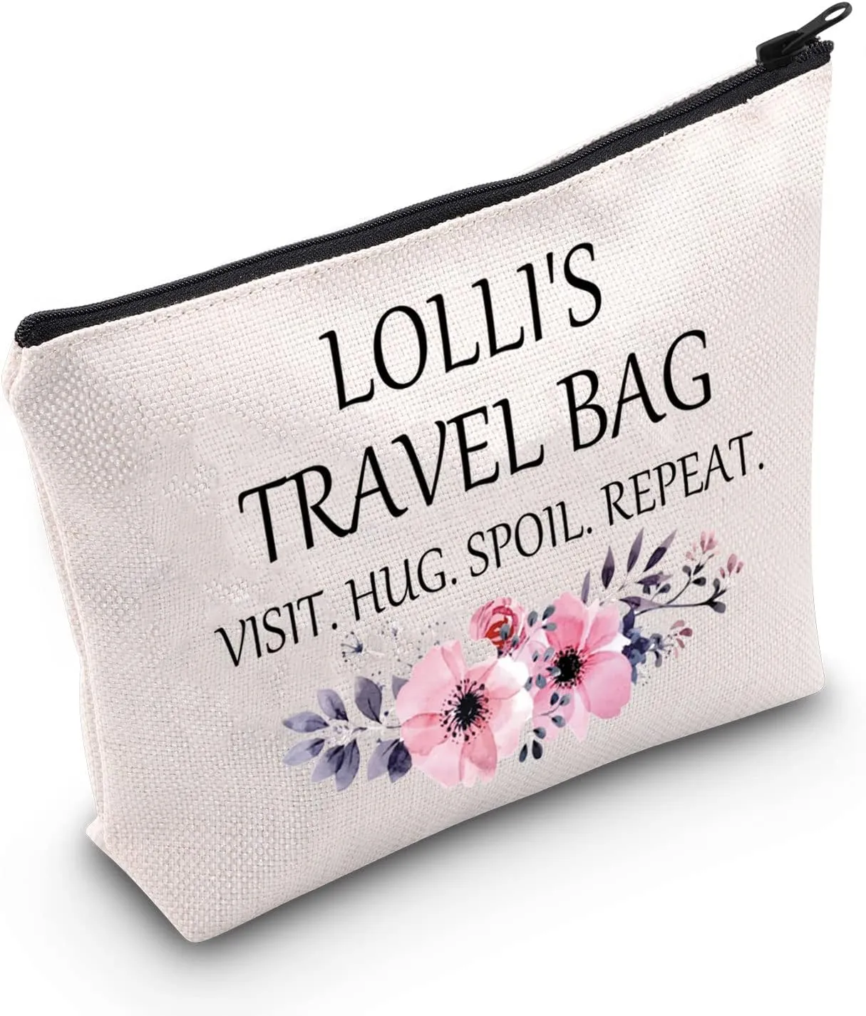 POFULL Grandma Lolli Gift Lolli To Be Gift Lolli’s Travel Bag Visit Hug Spoil Repeat Travel Cosmetic Pouch (Lolli’s Travel Bag)