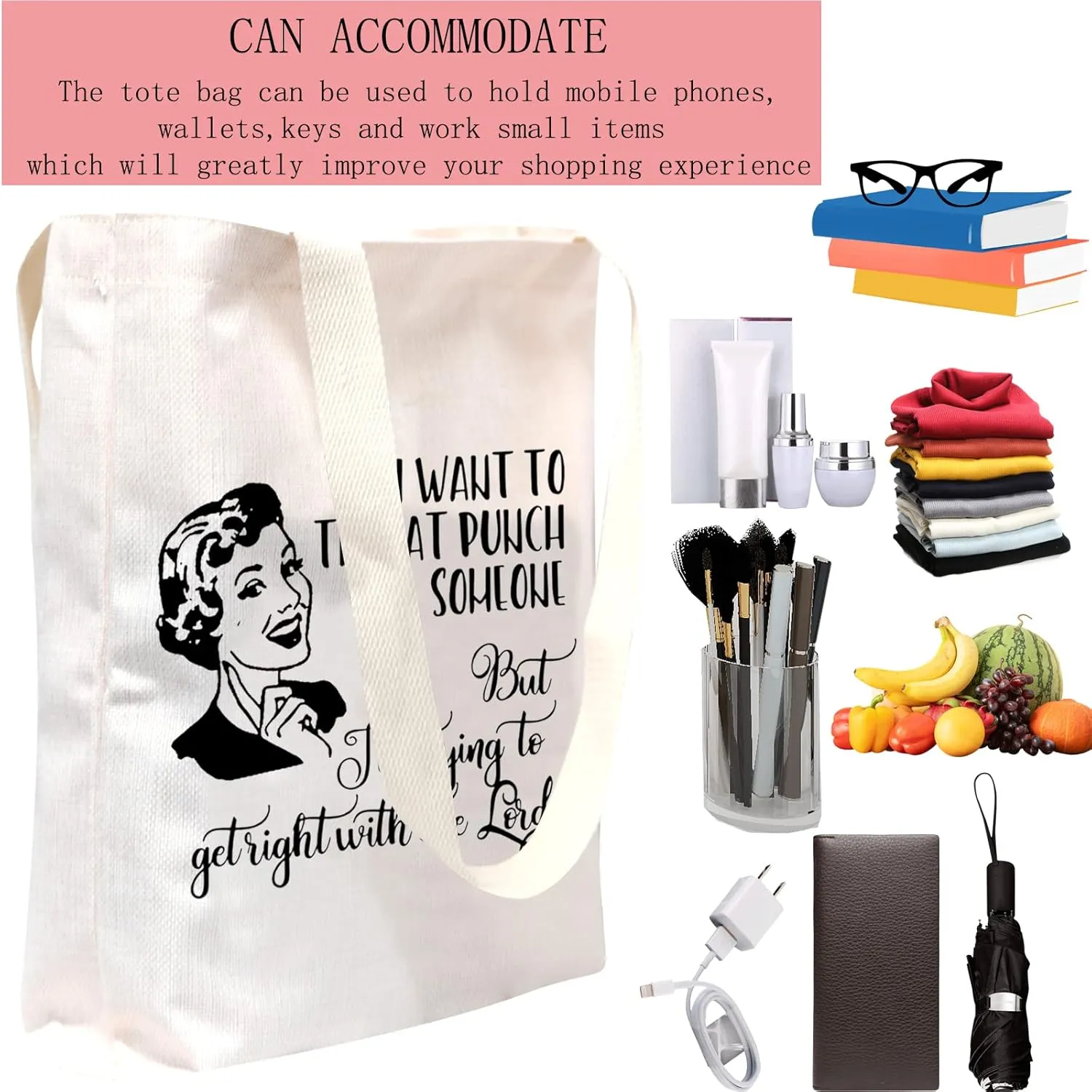 POFULL Housewife Gift Sarcastic Vintage Housewife Cosmetic Bag