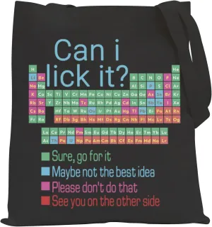 POFULL Periodic Table of Elements Gift Chemist Handbag Chemistry Laboratory Chemistry Lover Gift Can I lick it Tote Bag (Can i lick it)
