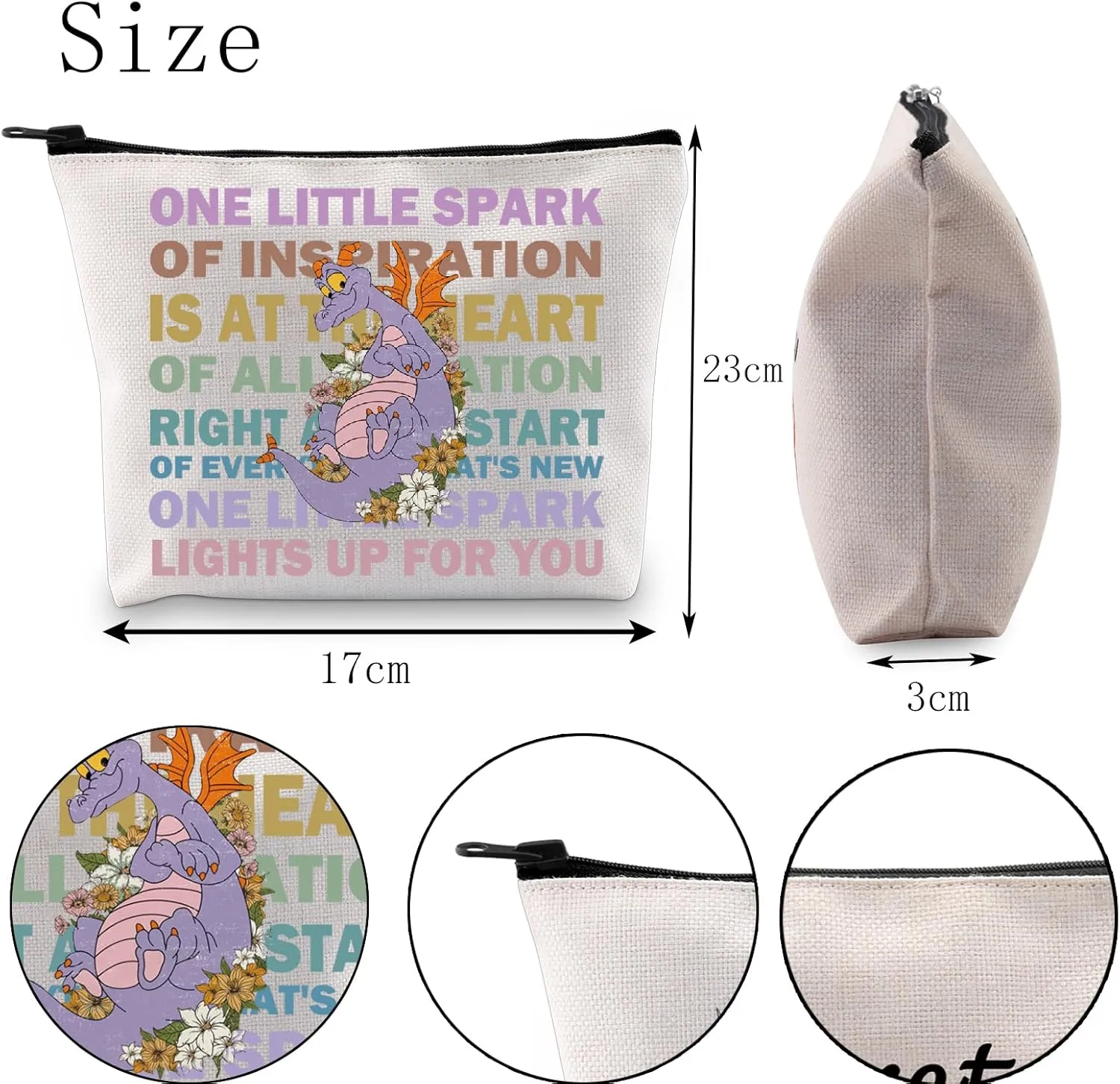 POFULL Purple Dragon Gift One Little Spark Of Inspiration Tote Bag(One Little Dragon Bag)