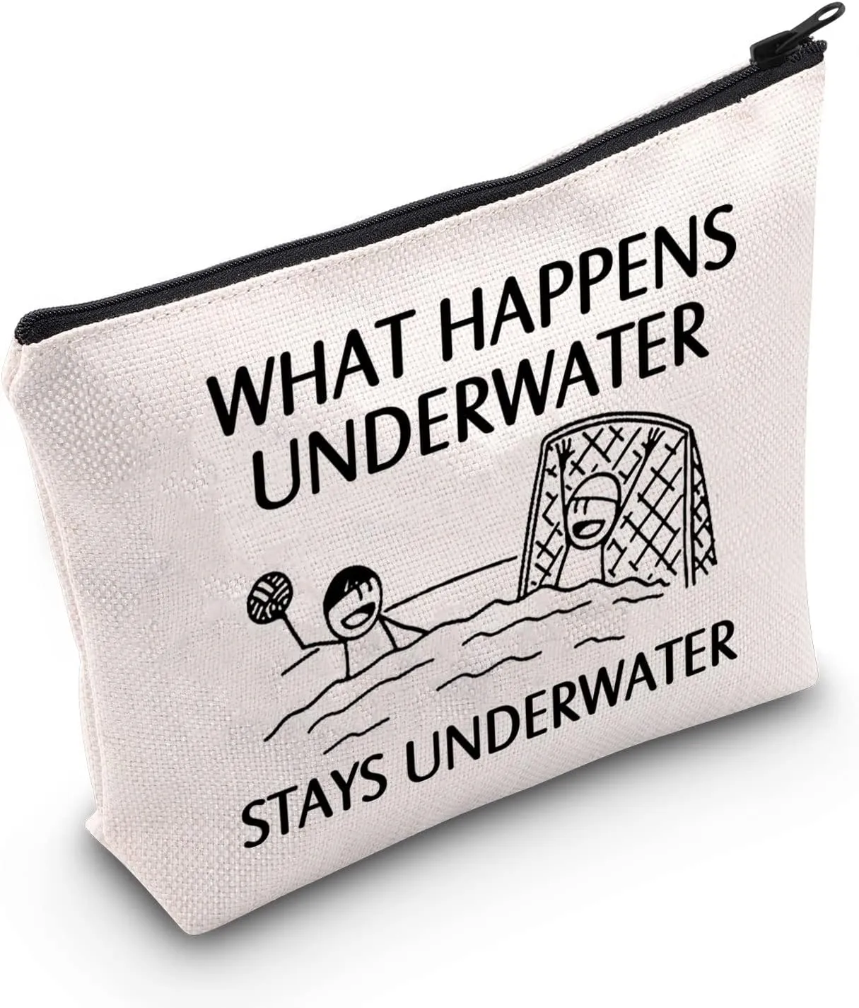 POFULL Water Polo Gifts Water Polo Player Gift What Happens Underwater Stays Underwater Cosmetic Bag (Stays Underwater bag)
