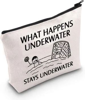 POFULL Water Polo Gifts Water Polo Player Gift What Happens Underwater Stays Underwater Cosmetic Bag (Stays Underwater bag)