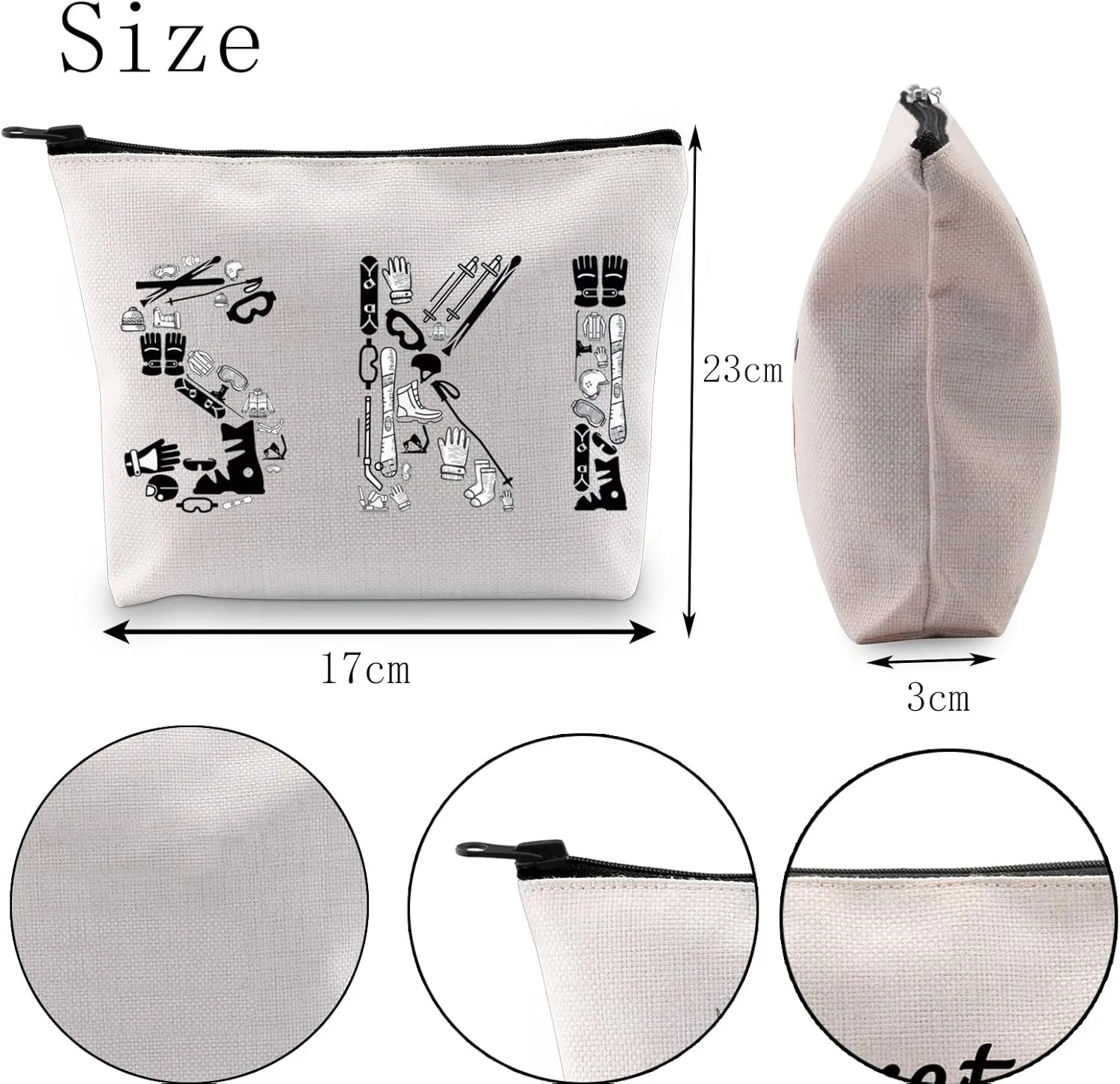 POFULL Winter Sport Gift Skiing Cosmetic Bag For Ski Lover Snow Skiing Gift (SKI Cosmetic Bag)