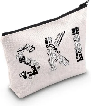 POFULL Winter Sport Gift Skiing Cosmetic Bag For Ski Lover Snow Skiing Gift (SKI Cosmetic Bag)
