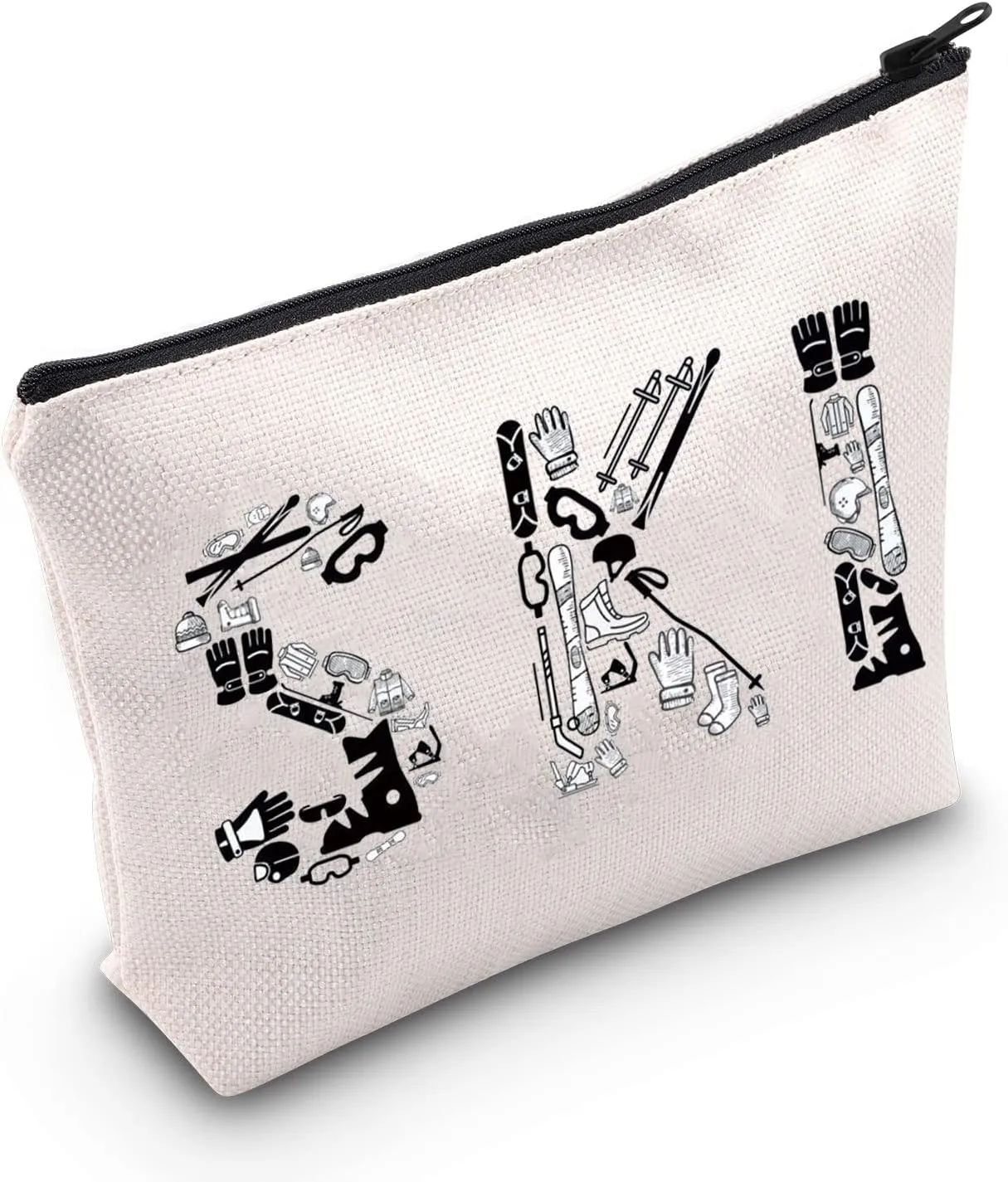 POFULL Winter Sport Gift Skiing Cosmetic Bag For Ski Lover Snow Skiing Gift (SKI Cosmetic Bag)