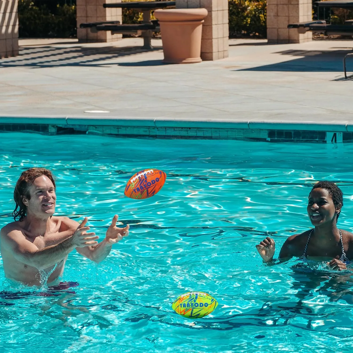 Pool Beach Water Football - 2 Pack Waterproof Football Great Grip for Swimming Pool Beach Lake Park Backyard Outdoor Play