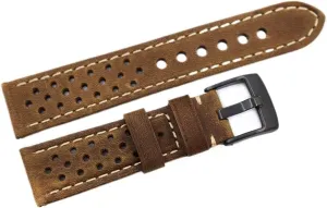 Porous Leather Watch Strap 22mm Vinatge Brown Leather Bracelet For Men's Watch Band Strap Breathable