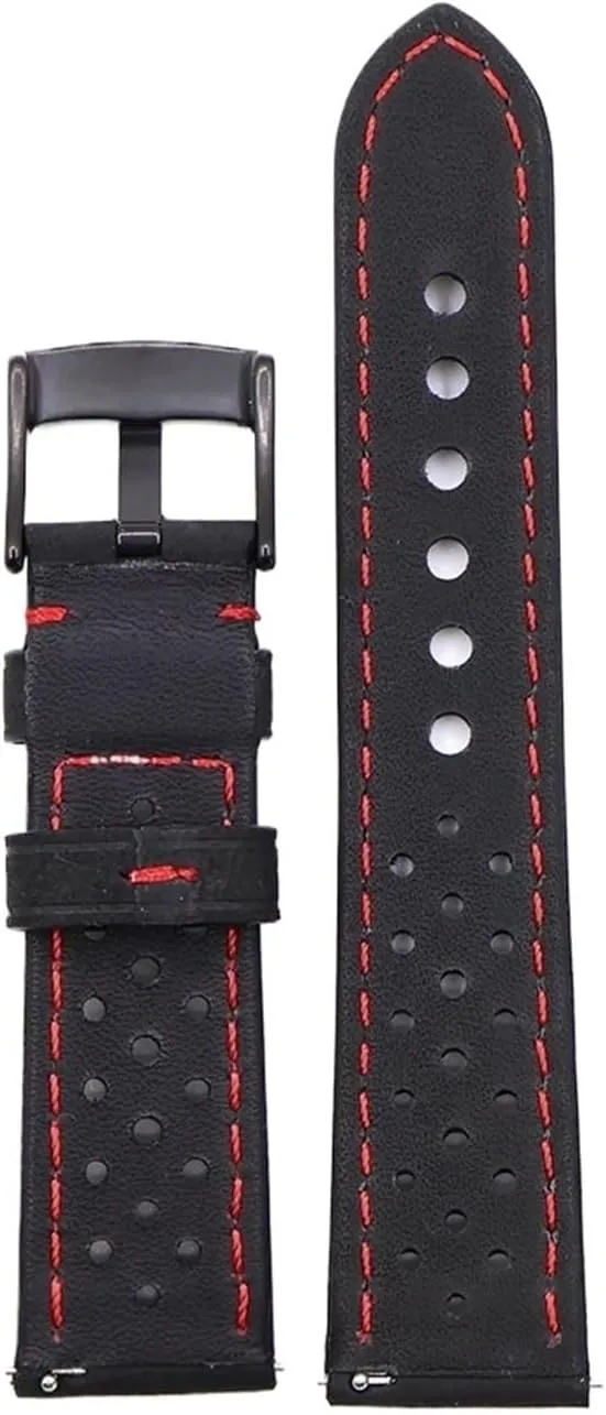 Porous Leather Watch Strap 22mm Vinatge Brown Leather Bracelet For Men's Watch Band Strap Breathable