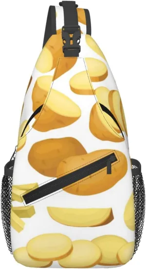 Potato Chips Fries Men'S Chest Bag Sling Backpack Crossbody Shoulder Bag Travel Hiking Daypack