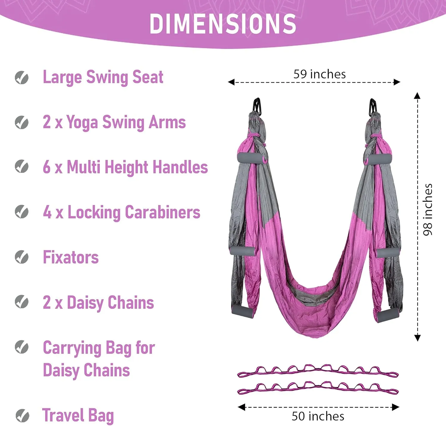 Premium Aerial Hammock Anti gravity Yoga Swing Kit - Acrobat Flying Sling Set for Indoor and Outdoor Inversion Therapy