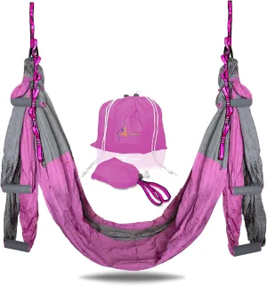 Premium Aerial Hammock Anti gravity Yoga Swing Kit - Acrobat Flying Sling Set for Indoor and Outdoor Inversion Therapy