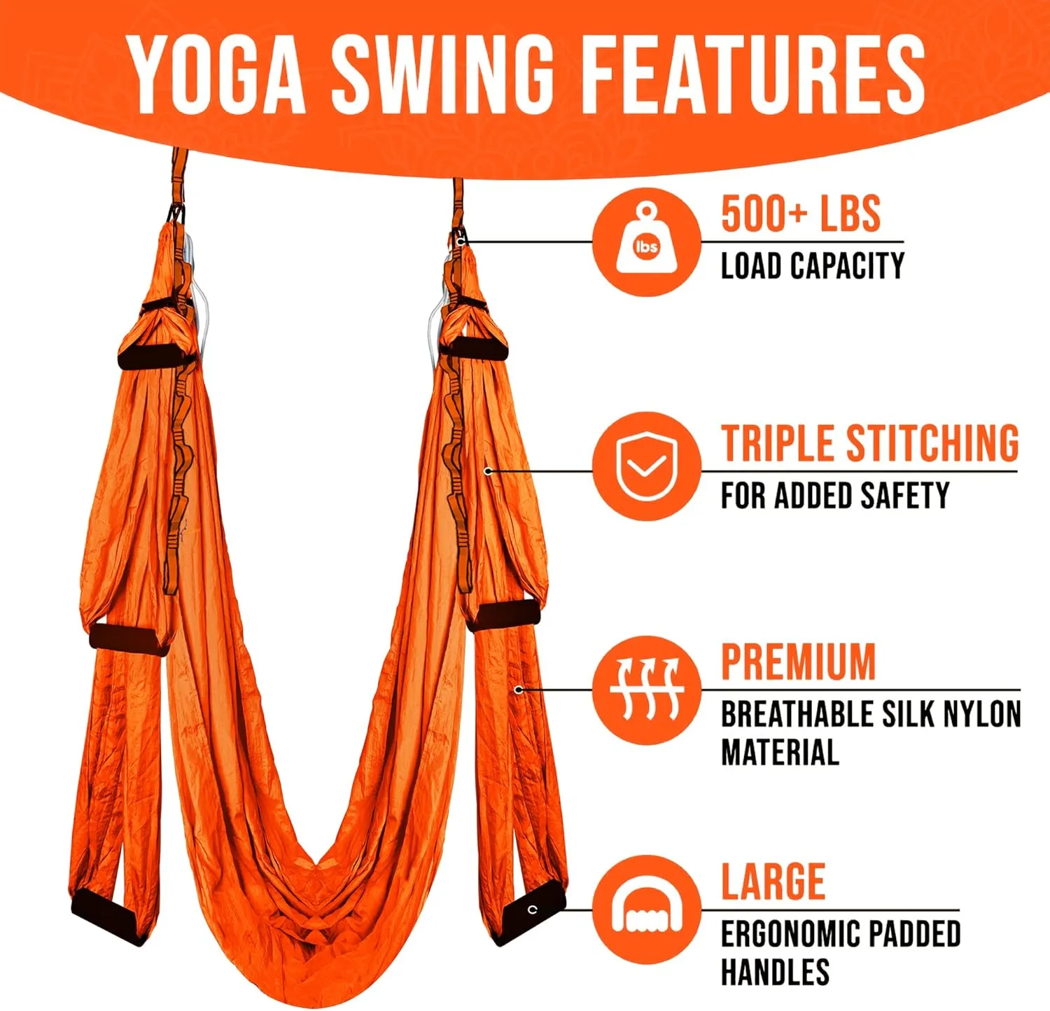 Premium Aerial Hammock Anti gravity Yoga Swing Kit - Acrobat Flying Sling Set for Indoor and Outdoor Inversion Therapy