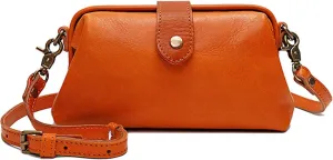 Premium Leather Retro Handmade Doctor Bag,Dr bag - retro handmade bag,Crossbody Unique Opening Small Vintage Phone Purse Handbags for Women (Brown)