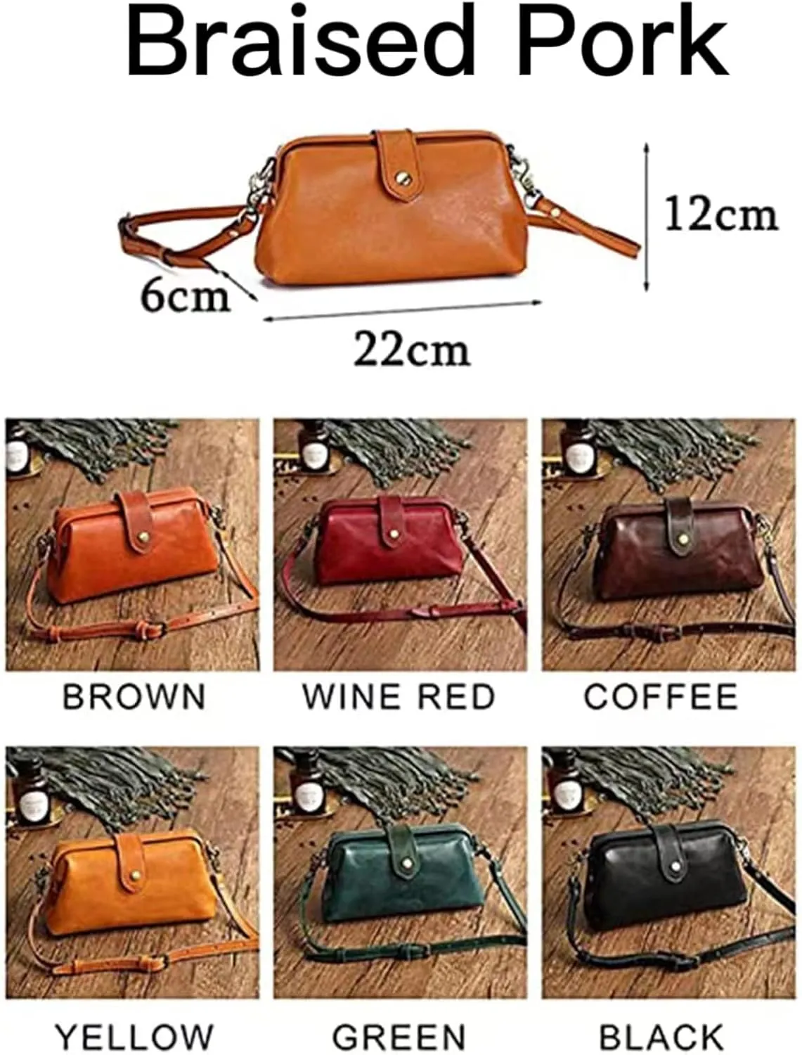 Premium Leather Retro Handmade Doctor Bag,Dr bag - retro handmade bag,Crossbody Unique Opening Small Vintage Phone Purse Handbags for Women (Brown)