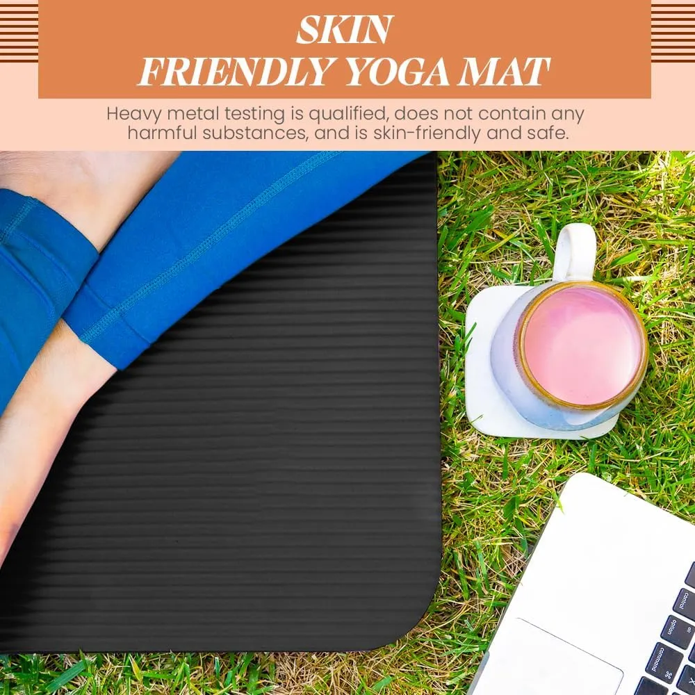 Premium Quality NBR made Yoga Mat with Carry strap for Floor Excercises | Non Slippery sweat resistant | Everyday Yoga | Indoor & Outdoor Excercises | Male and Female Fitness | Extra Cushion | Environmental Safe