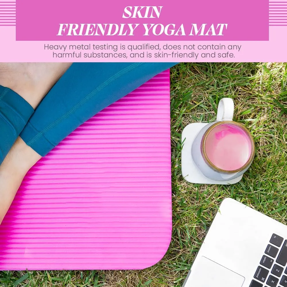 Premium Quality NBR made Yoga Mat with Carry strap for Floor Excercises | Non Slippery sweat resistant | Everyday Yoga | Indoor & Outdoor Excercises | Male and Female Fitness | Extra Cushion | Environmental Safe