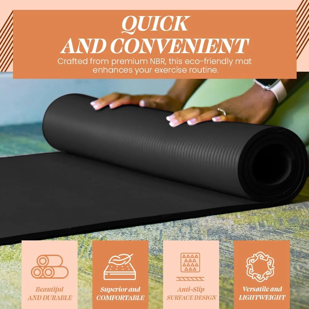 Premium Quality NBR made Yoga Mat with Carry strap for Floor Excercises | Non Slippery sweat resistant | Everyday Yoga | Indoor & Outdoor Excercises | Male and Female Fitness | Extra Cushion | Environmental Safe