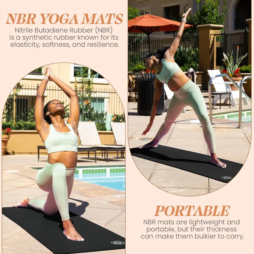 Premium Quality NBR made Yoga Mat with Carry strap for Floor Excercises | Non Slippery sweat resistant | Everyday Yoga | Indoor & Outdoor Excercises | Male and Female Fitness | Extra Cushion | Environmental Safe
