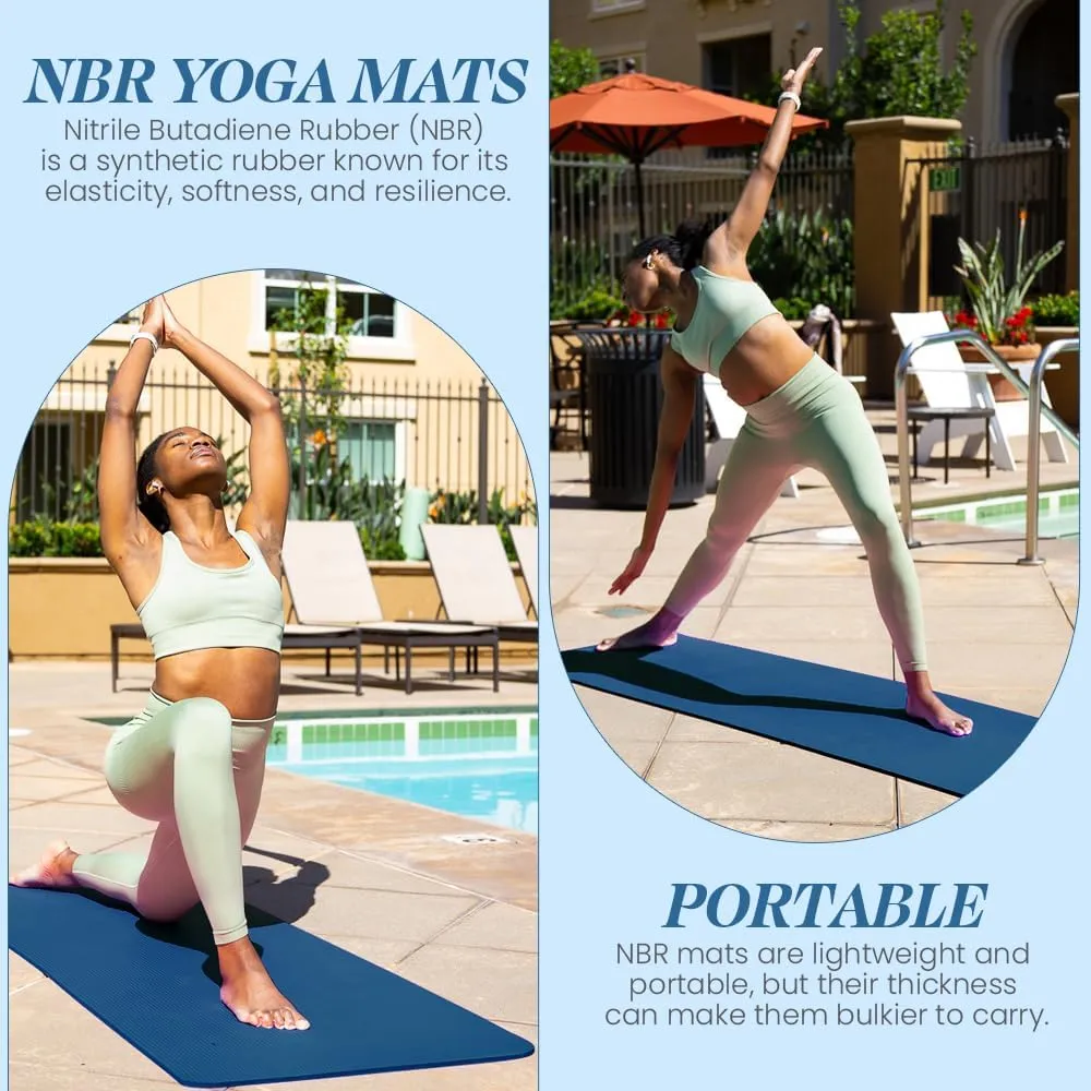 Premium Quality NBR made Yoga Mat with Carry strap for Floor Excercises | Non Slippery sweat resistant | Everyday Yoga | Indoor & Outdoor Excercises | Male and Female Fitness | Extra Cushion | Environmental Safe