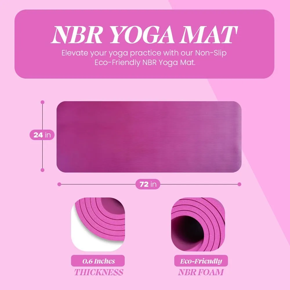 Premium Quality NBR made Yoga Mat with Carry strap for Floor Excercises | Non Slippery sweat resistant | Everyday Yoga | Indoor & Outdoor Excercises | Male and Female Fitness | Extra Cushion | Environmental Safe