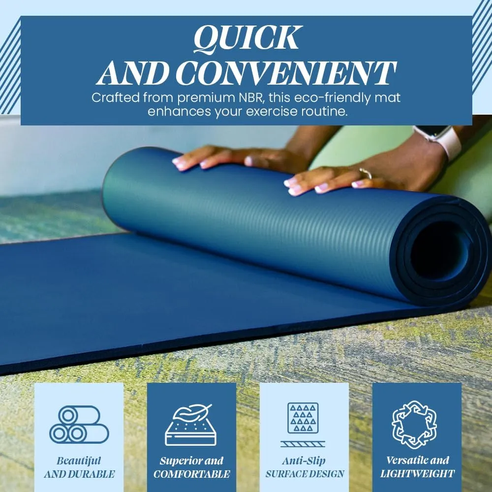 Premium Quality NBR made Yoga Mat with Carry strap for Floor Excercises | Non Slippery sweat resistant | Everyday Yoga | Indoor & Outdoor Excercises | Male and Female Fitness | Extra Cushion | Environmental Safe