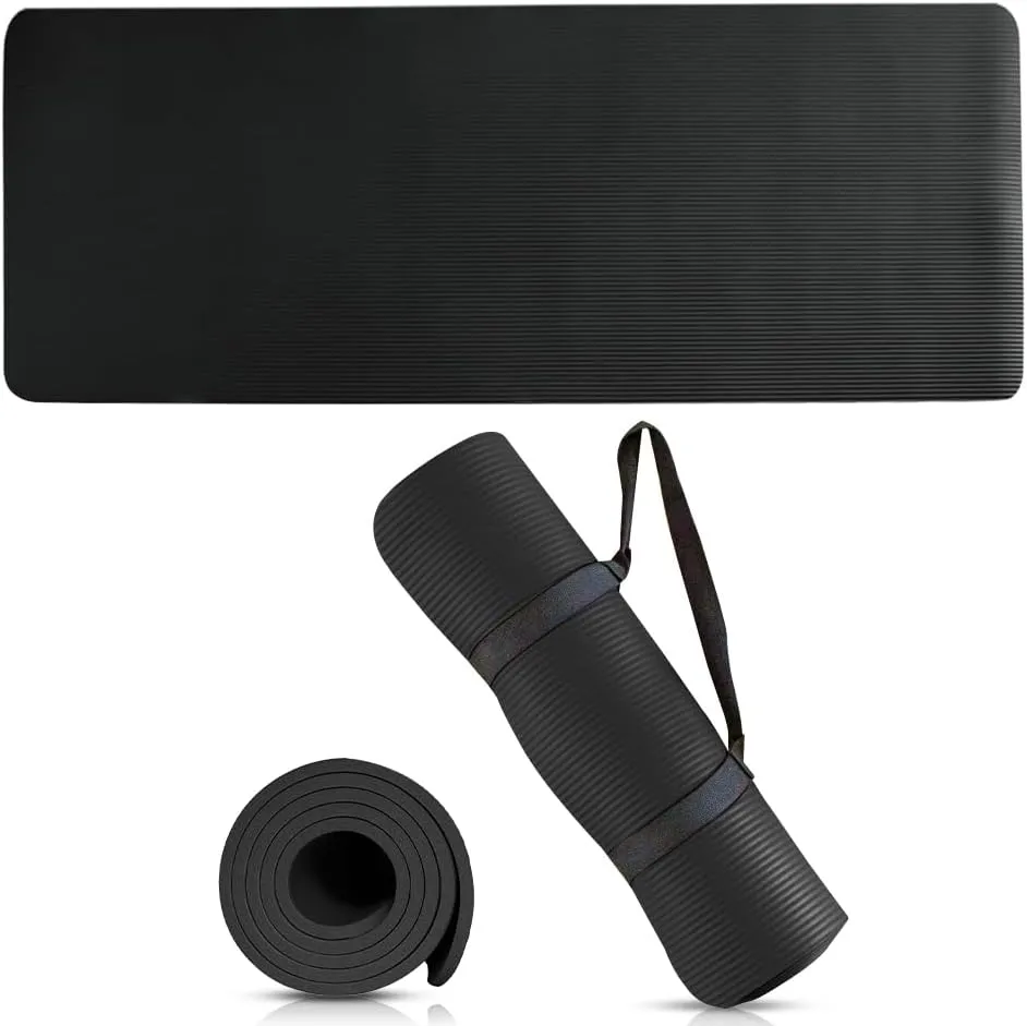 Premium Quality NBR made Yoga Mat with Carry strap for Floor Excercises | Non Slippery sweat resistant | Everyday Yoga | Indoor & Outdoor Excercises | Male and Female Fitness | Extra Cushion | Environmental Safe