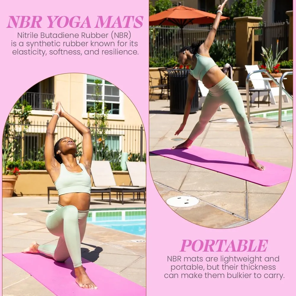 Premium Quality NBR made Yoga Mat with Carry strap for Floor Excercises | Non Slippery sweat resistant | Everyday Yoga | Indoor & Outdoor Excercises | Male and Female Fitness | Extra Cushion | Environmental Safe