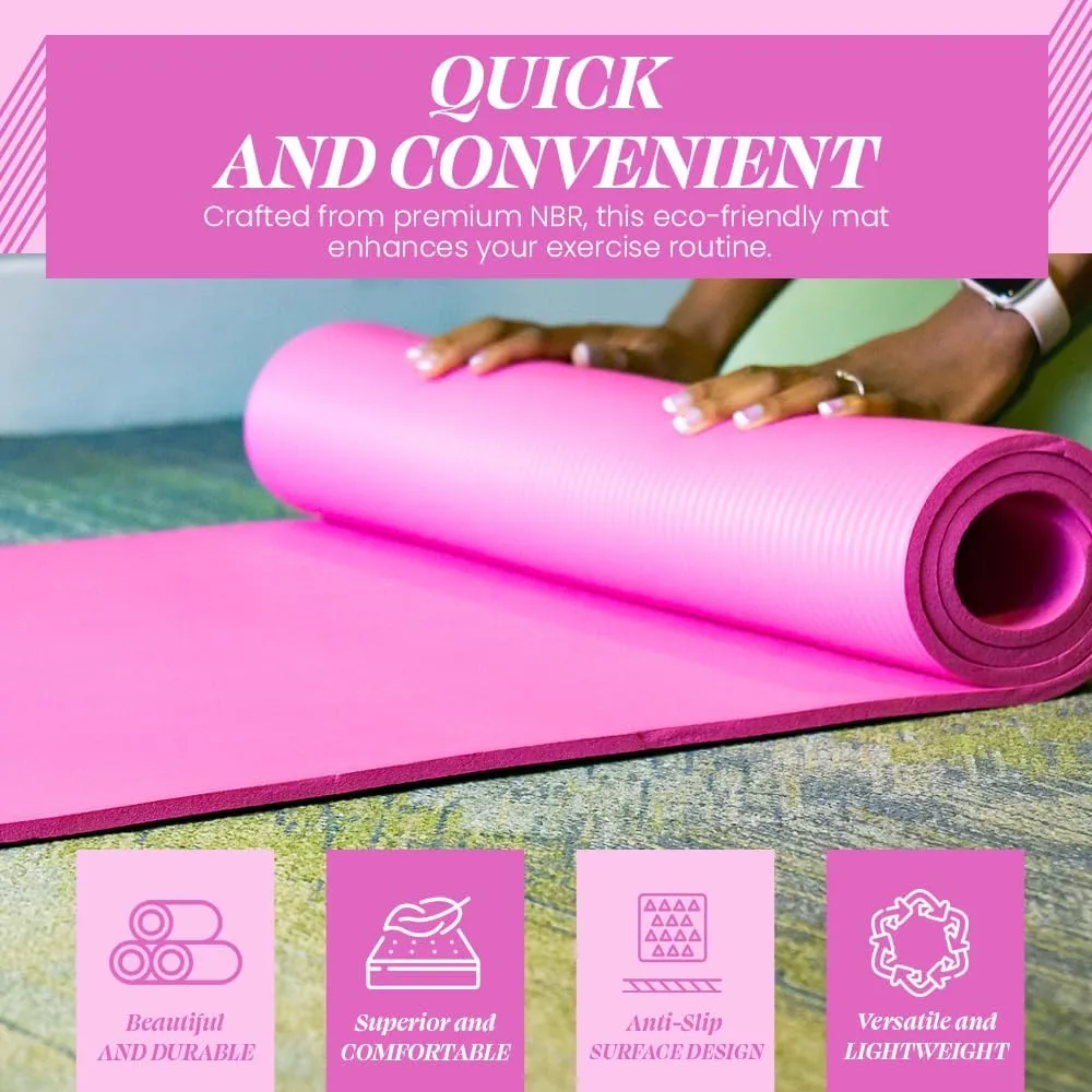 Premium Quality NBR made Yoga Mat with Carry strap for Floor Excercises | Non Slippery sweat resistant | Everyday Yoga | Indoor & Outdoor Excercises | Male and Female Fitness | Extra Cushion | Environmental Safe