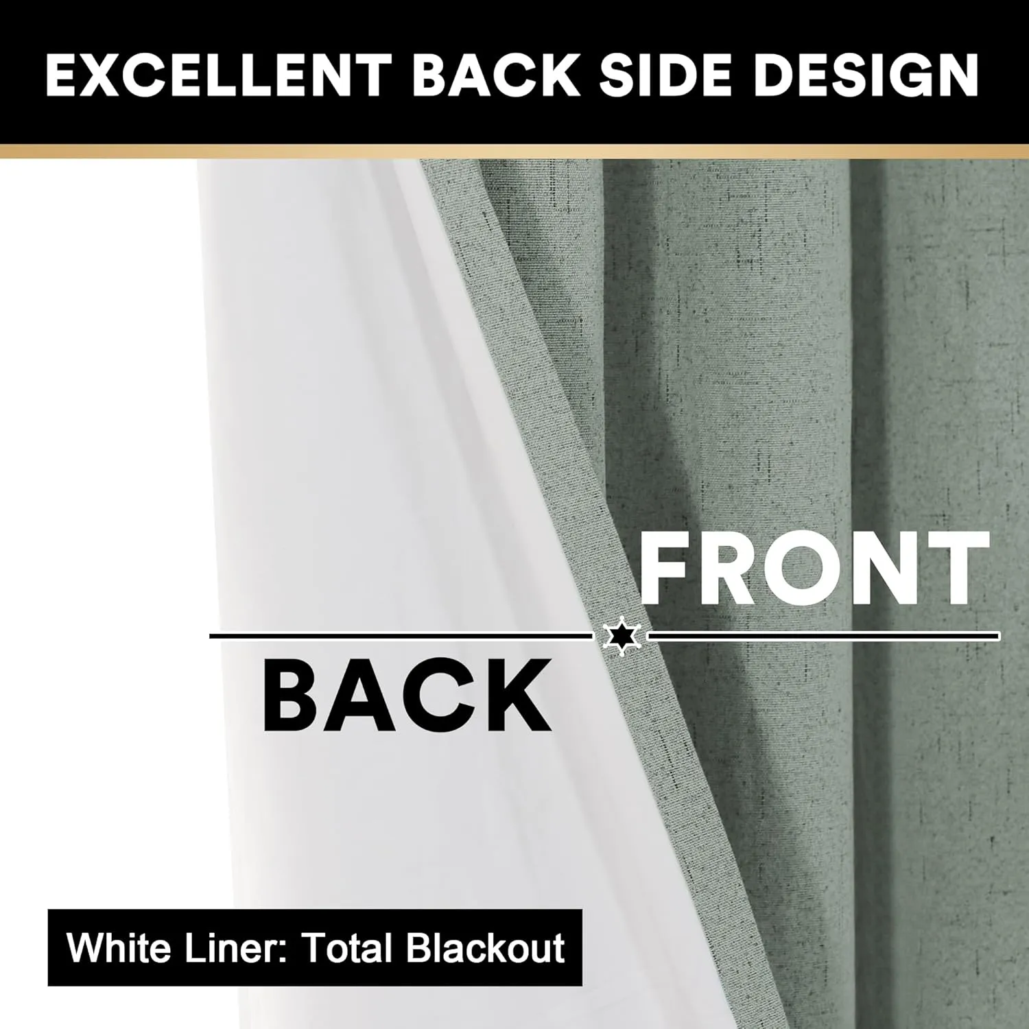 PrinceDeco 100% Blackout Curtains for Bedroom/Living Room Green Blackout Drapes 96 Inches Long 2 Panels Set Energy Saving Thermal Insulated Curtains with White Liner,Green Bay