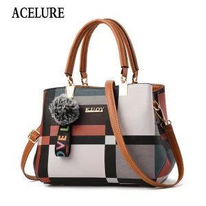 Professional-grade New ACELURE Leather Female Bag Totes Customizable options Handbags Bags Women Shoulder Crossbody Fashion Casual Plaid Messenger Stitching Wild Brand