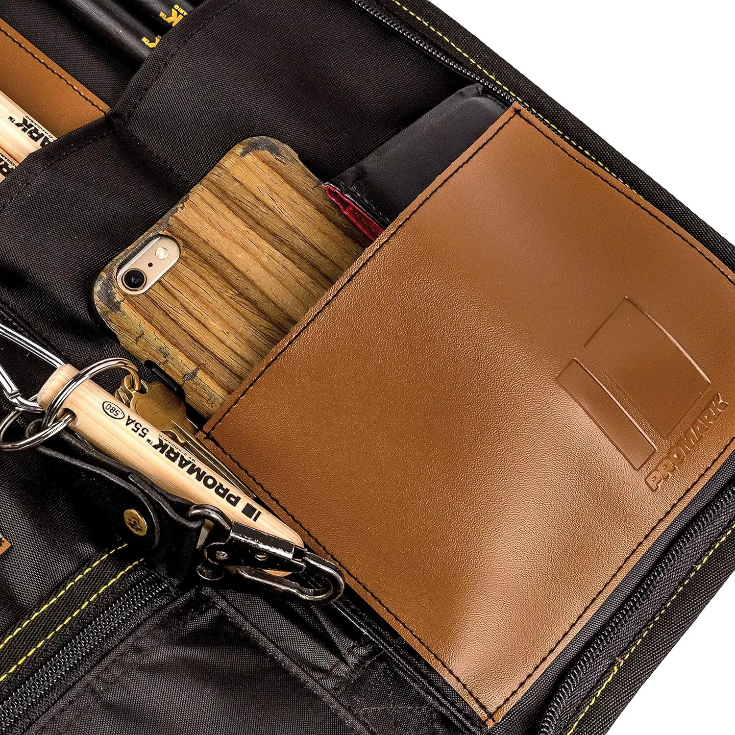 ProMark Drum Stick Bag - Transport Deluxe Drumstick Holder - Drum Sticks Holder Made from Weatherproof Ballistic Nylon and Synthetic Leather - Drumstick Bag Mounts to Tom Drum