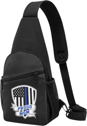 Proud Police Mom Sling Bag Crossbody Backpack Shoulder Casual Daypack Bags for Men Women