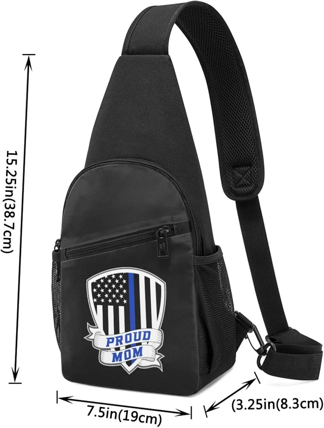 Proud Police Mom Sling Bag Crossbody Backpack Shoulder Casual Daypack Bags for Men Women
